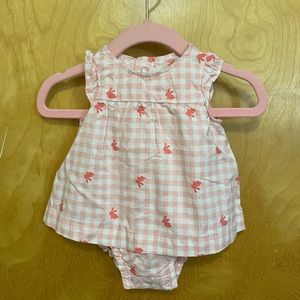 Carters pink bunny outfit for newborn girl. Perfect for Spring or Easter!